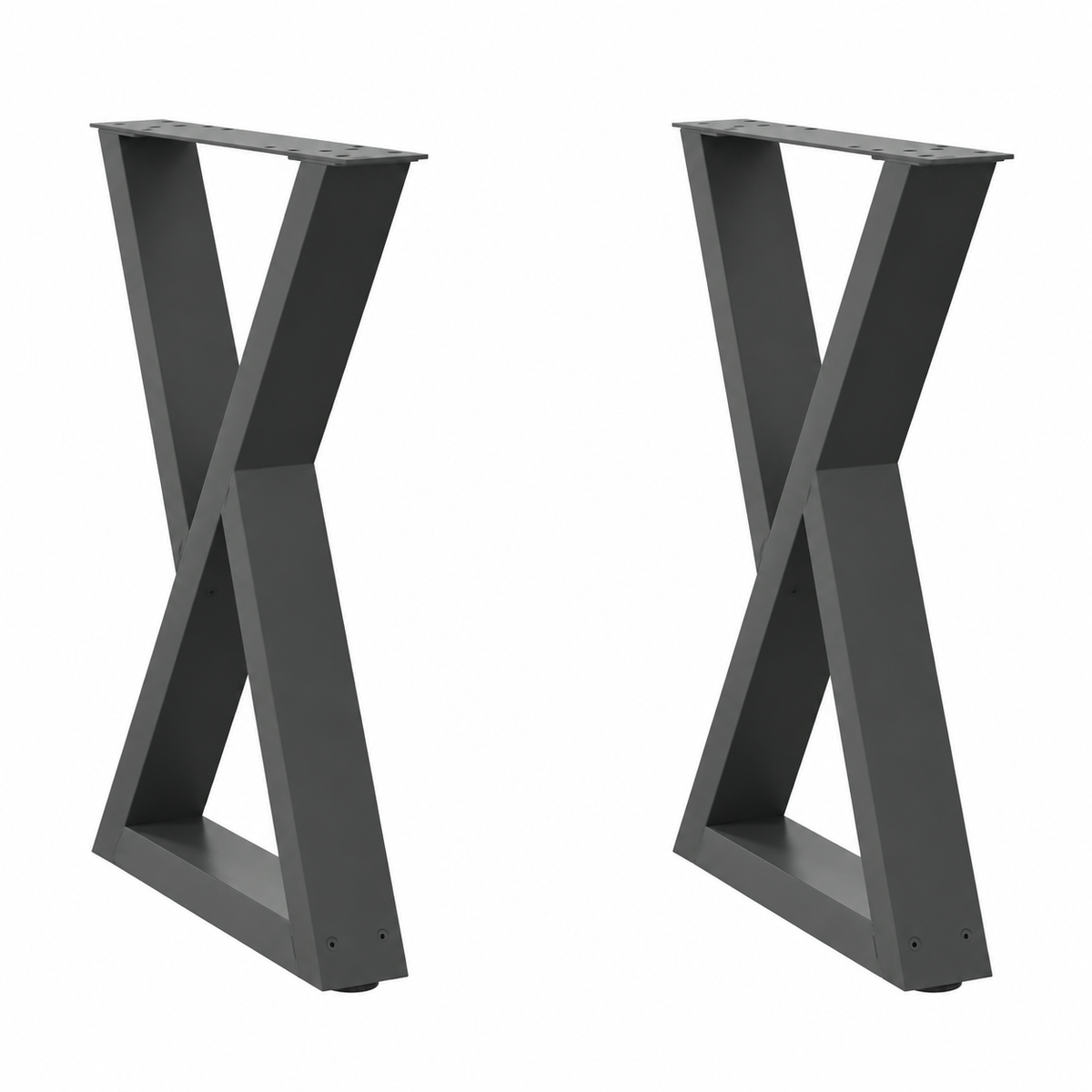 Pieds de table à manger en X en acier anthracite, lot de 2, 50 × 72 cm, vue de face