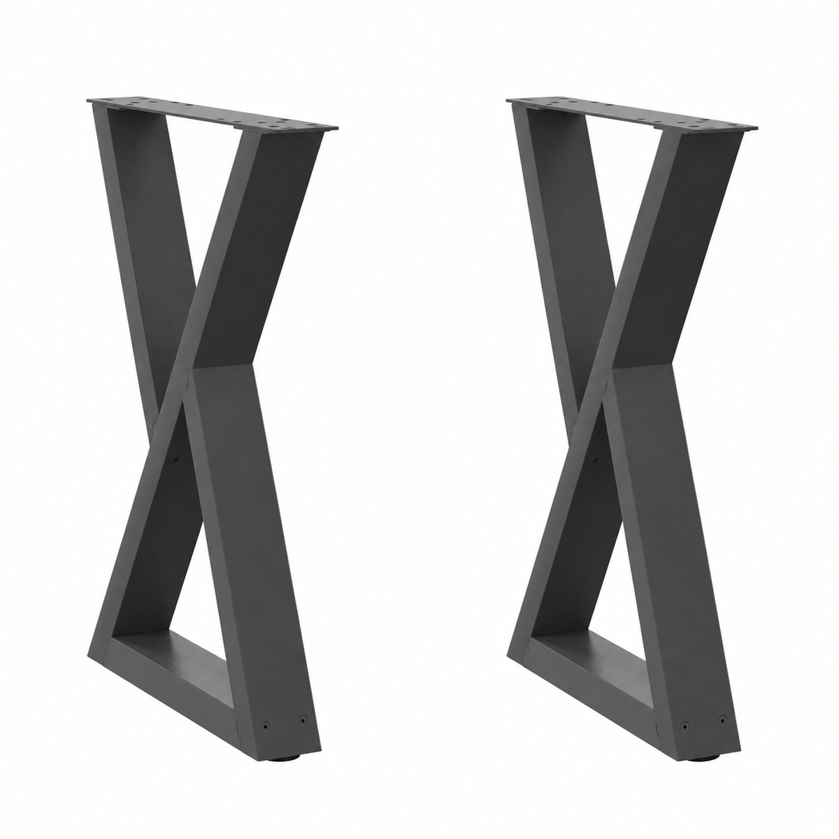 Pieds de table à manger en X en acier anthracite, lot de 2, 60 × 72 cm, vue de face