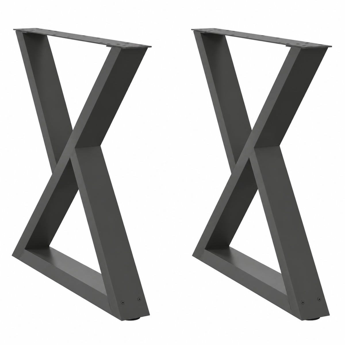 Pieds de table à manger en X en acier anthracite, lot de 2, 70 × 72 cm, vue de face