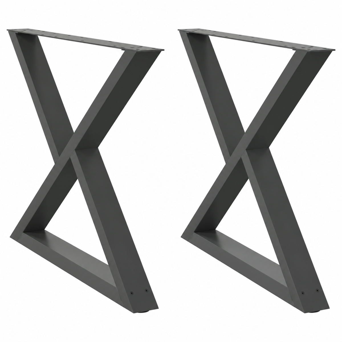Pieds de table à manger en X en acier anthracite, lot de 2, 90 × 72 cm, vue de face