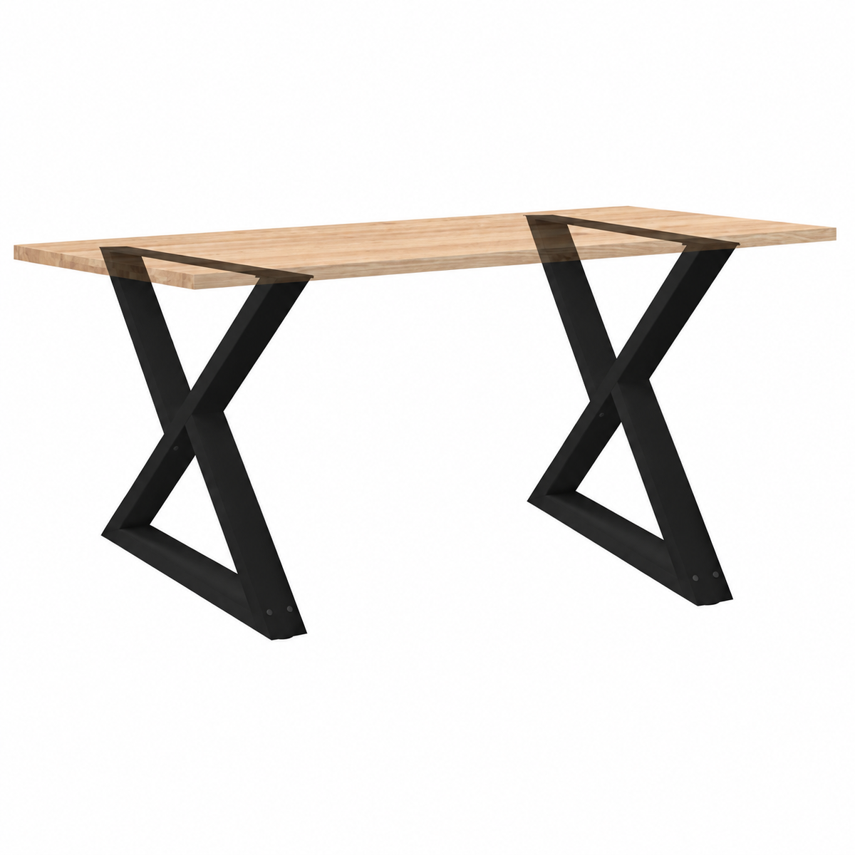 Pieds de table à manger en X en acier noir, lot de 2, 90 × 72 cm, avec un plateau en bois
