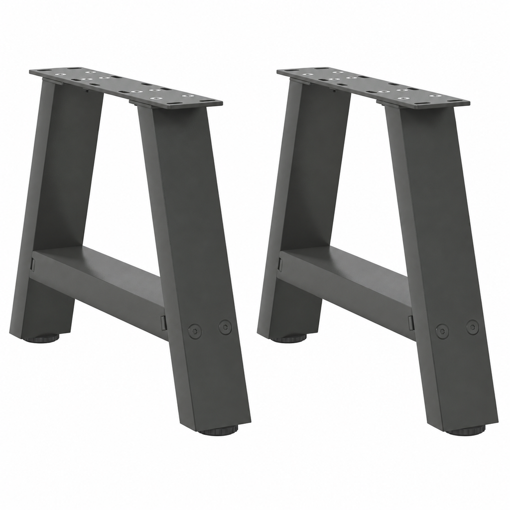 Pieds de table basse en A en acier anthracite, lot de 2, 30 × 30 cm, vue de face