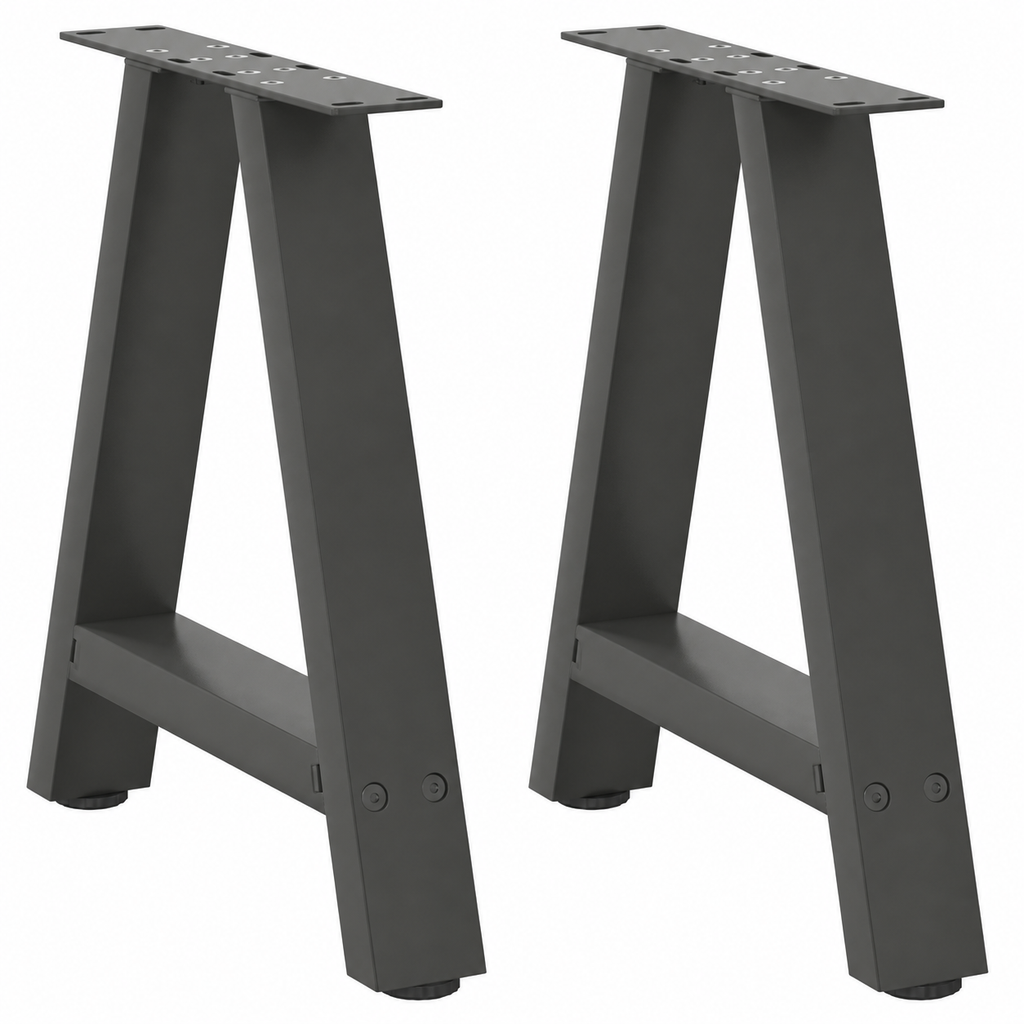 Pieds de table basse en A en acier anthracite, lot de 2, 38 × 42 cm, vue de face