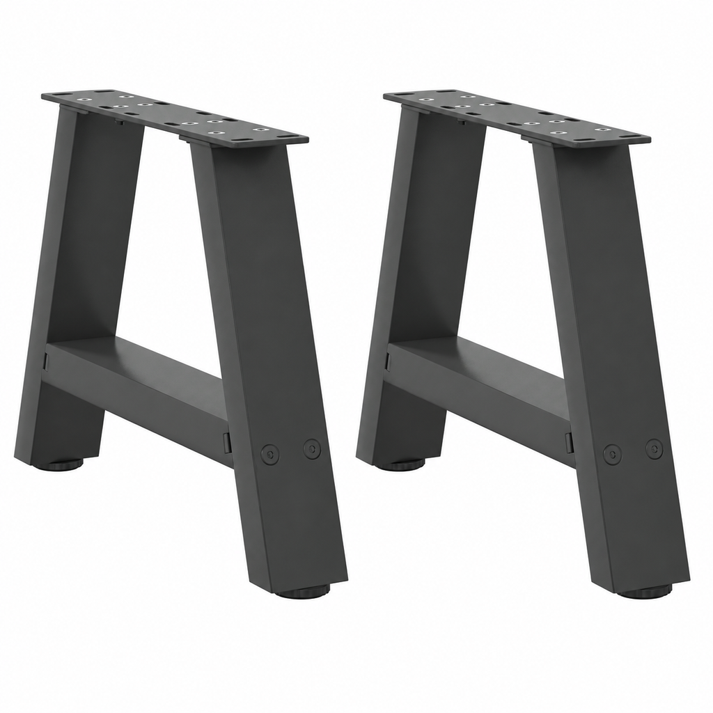 Pieds de table basse en A en acier anthracite, lot de 2, 40 × 30 cm, vue de face