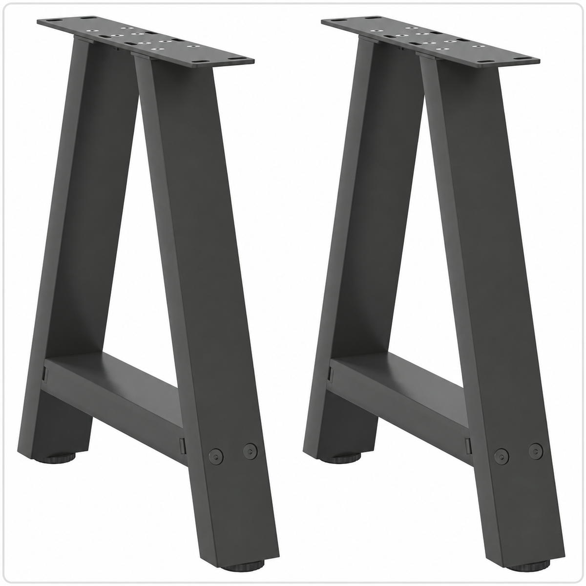 Pieds de table basse en A en acier anthracite, lot de 2, 50 × 42 cm, vue de face