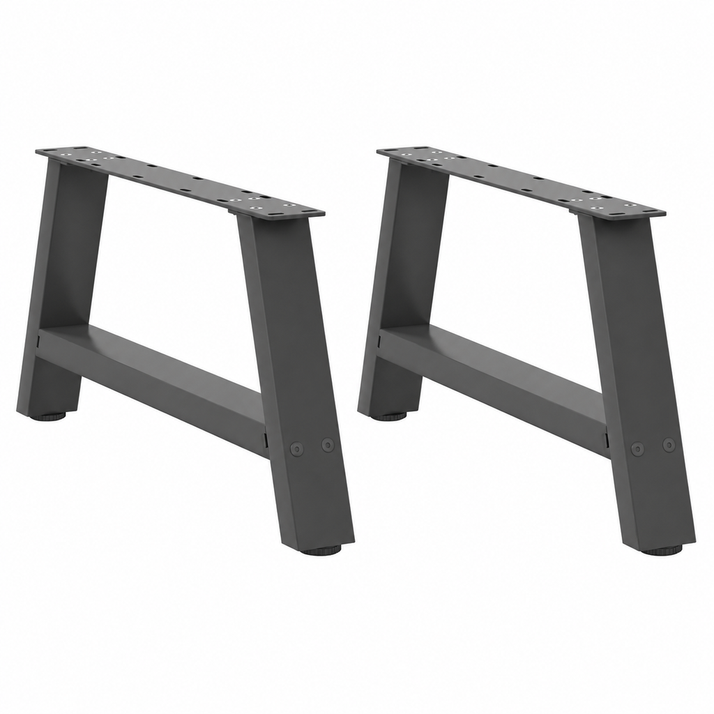 Pieds de table basse en A en acier anthracite, lot de 2, 60 × 30 cm, vue de face