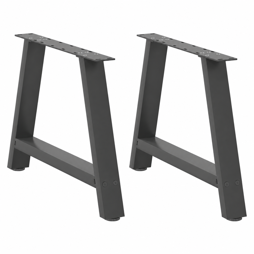 Pieds de table basse en A en acier anthracite, lot de 2, 60 × 42 cm, vue de face