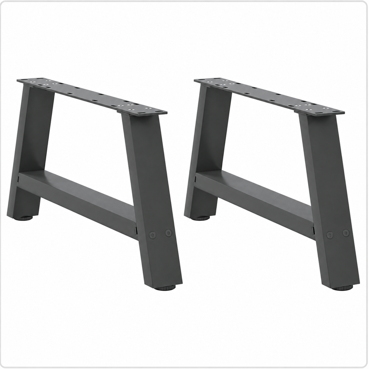 Pieds de table basse en A en acier anthracite, lot de 2, 70 × 30 cm, vue de face
