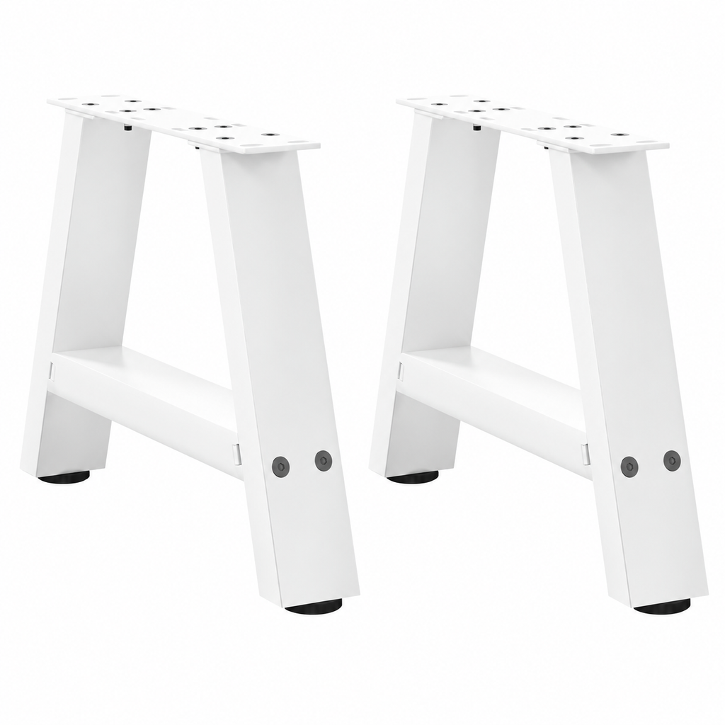 Pieds de table basse en A en acier blanc, lot de 2, 30 × 30 cm, vue de face