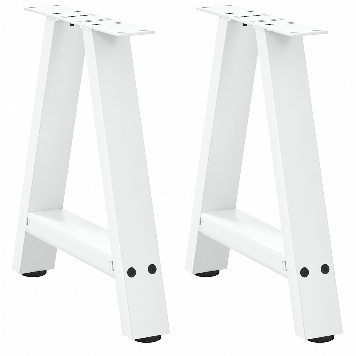 Pieds de table basse en A en acier blanc, lot de 2, 38 × 42 cm, vue de face
