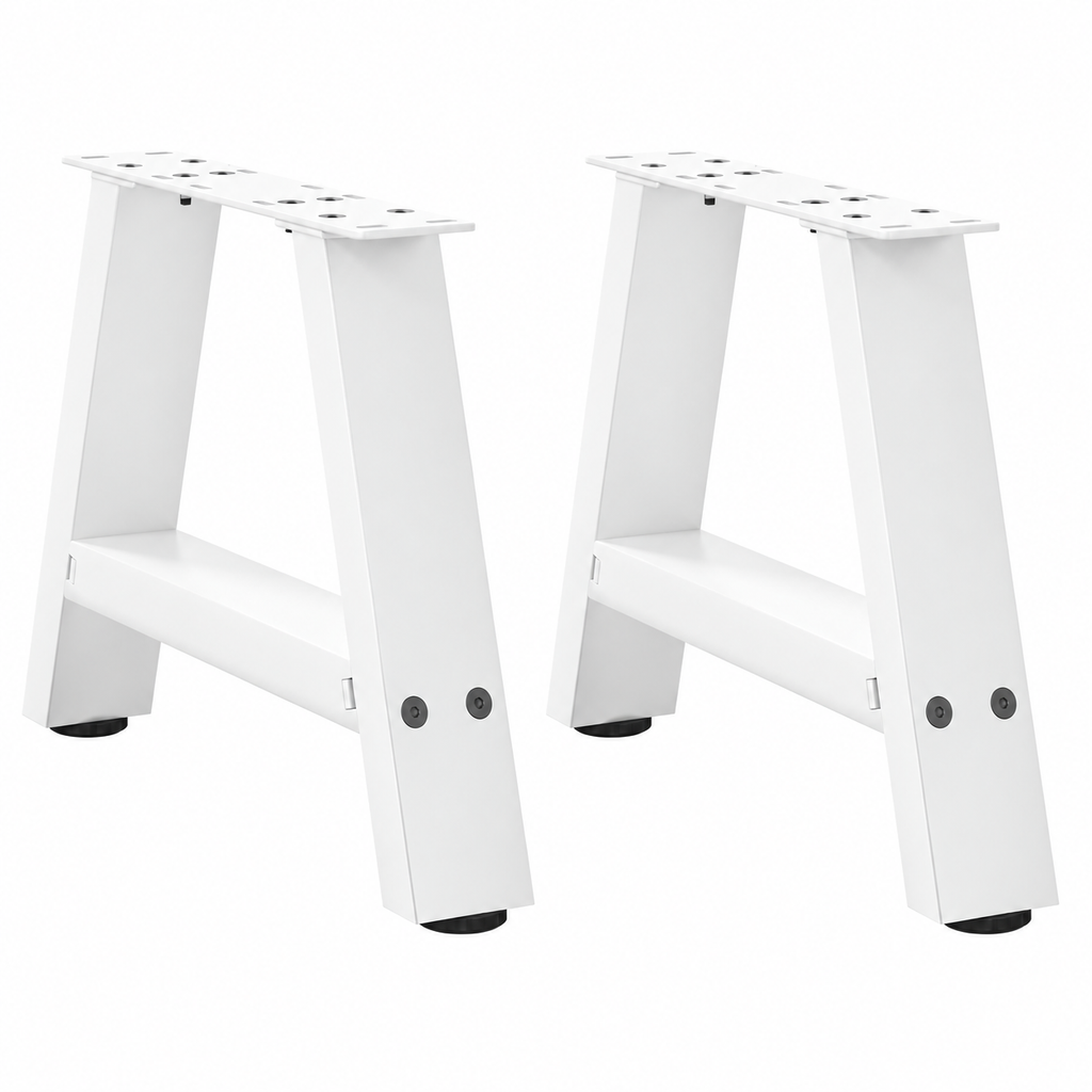 Pieds de table basse en A en acier blanc, lot de 2, 50 × 30 cm, vue de face