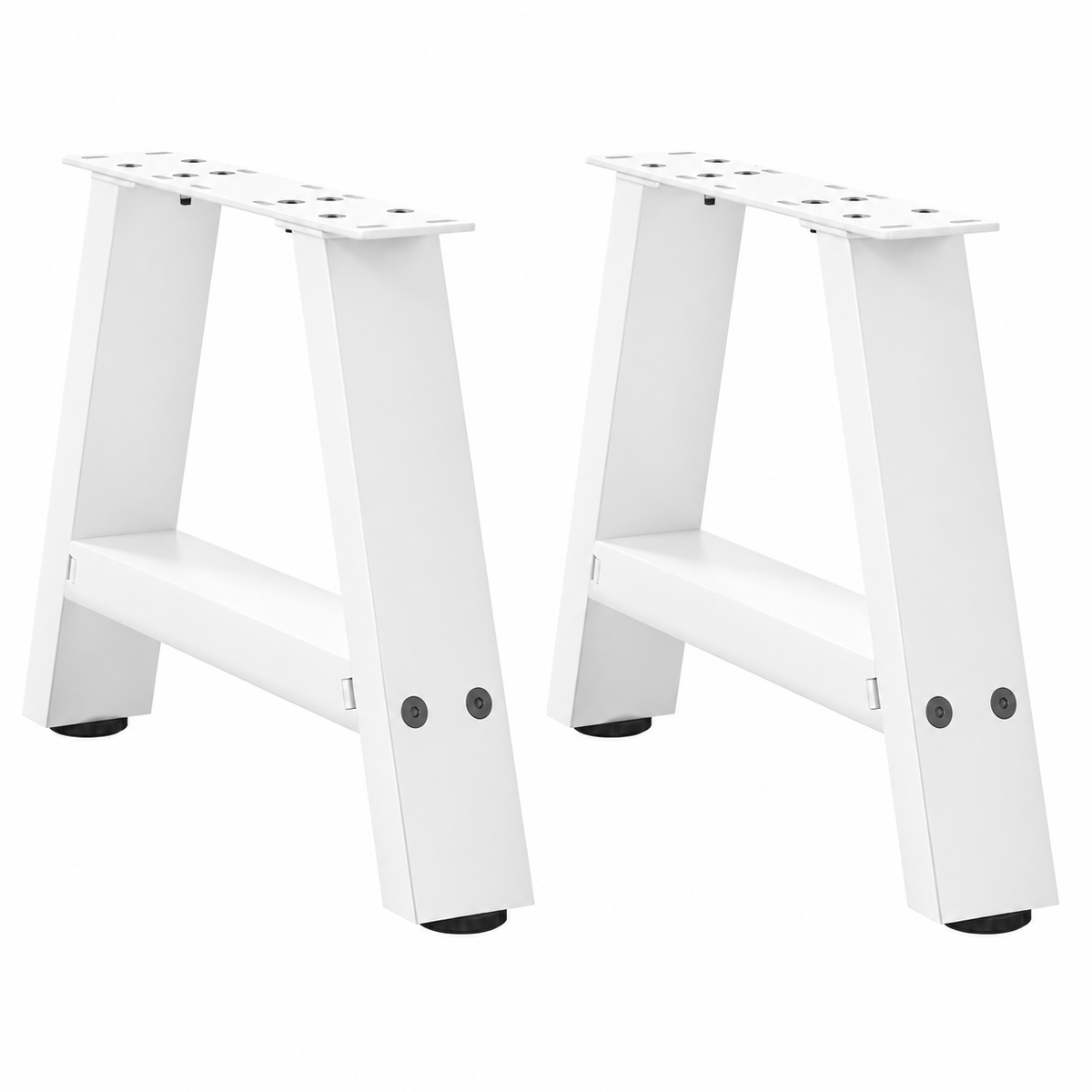 Pieds de table basse en A en acier blanc, lot de 2, 50 × 30 cm, vue de face