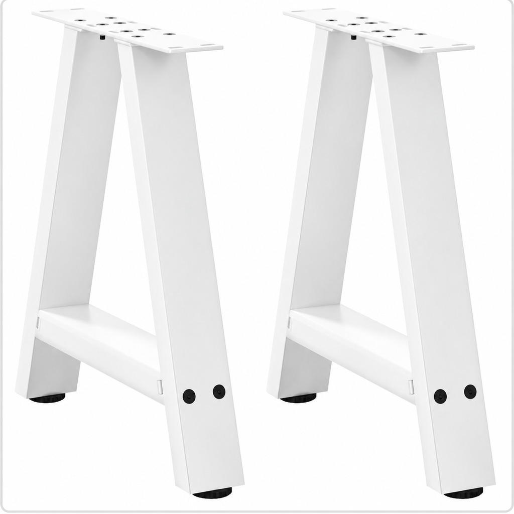 Pieds de table basse en A en acier blanc, lot de 2, 50 × 42 cm, vue de face