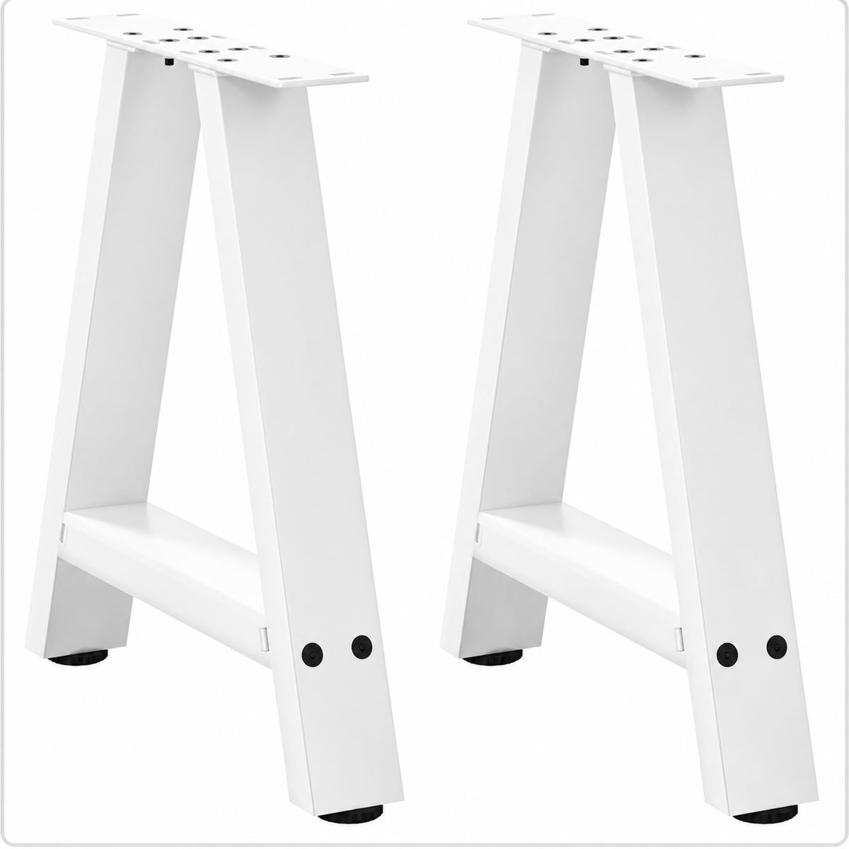 Pieds de table basse en A en acier blanc, lot de 2, 50 × 42 cm, vue de face