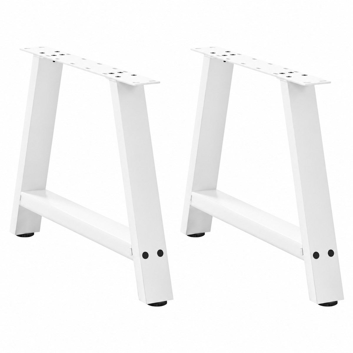Pieds de table basse en A en acier blanc, lot de 2, 60 × 42 cm, vue de face
