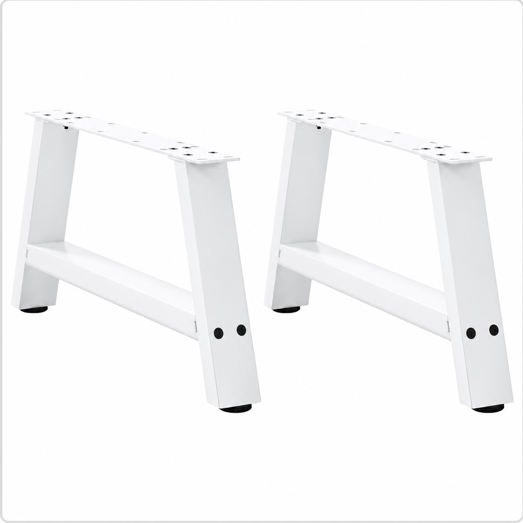 Pieds de table basse en A en acier blanc, lot de 2, 70 × 30 cm, vue de face
