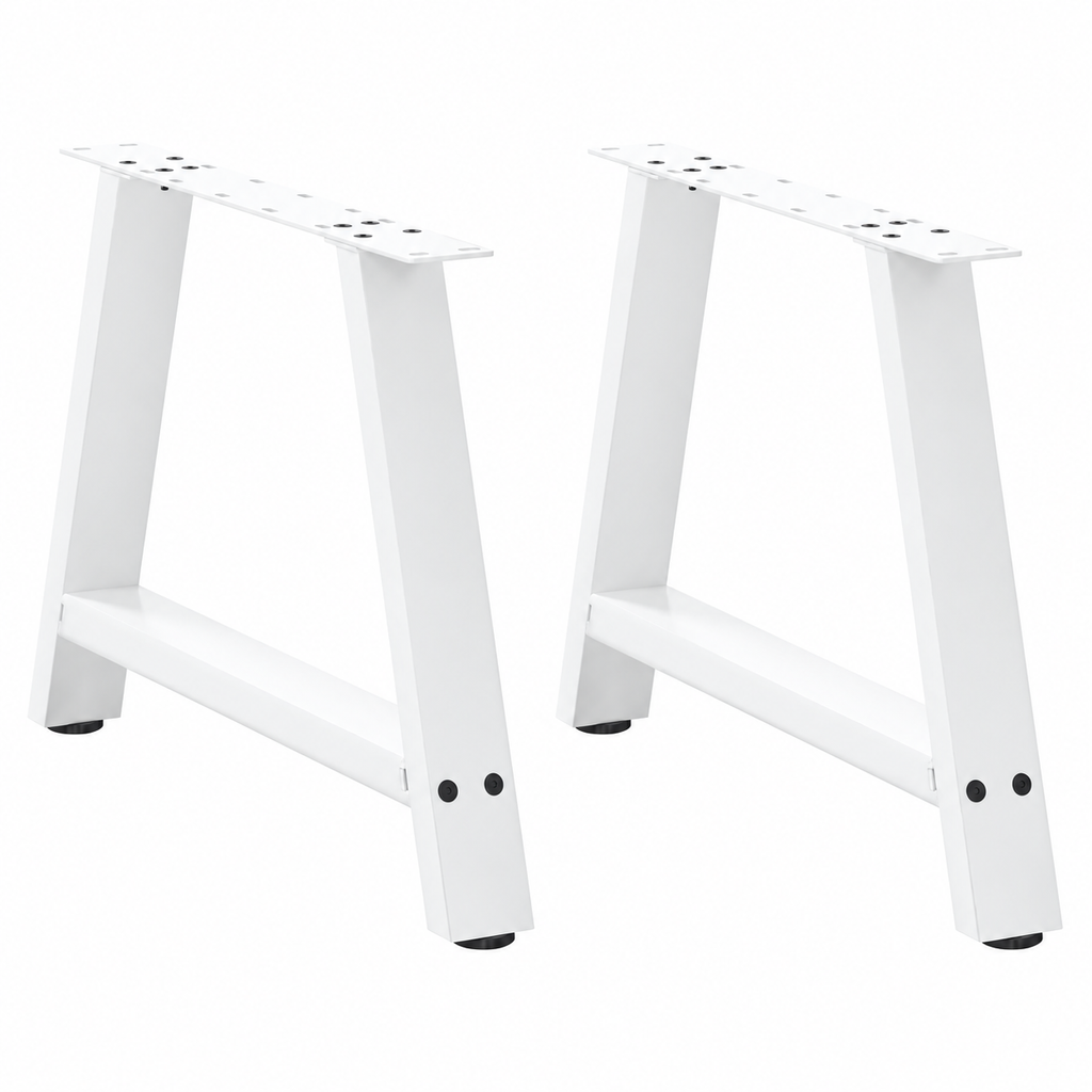 Pieds de table basse en A en acier blanc, lot de 2, 70 × 42 cm, vue de face
