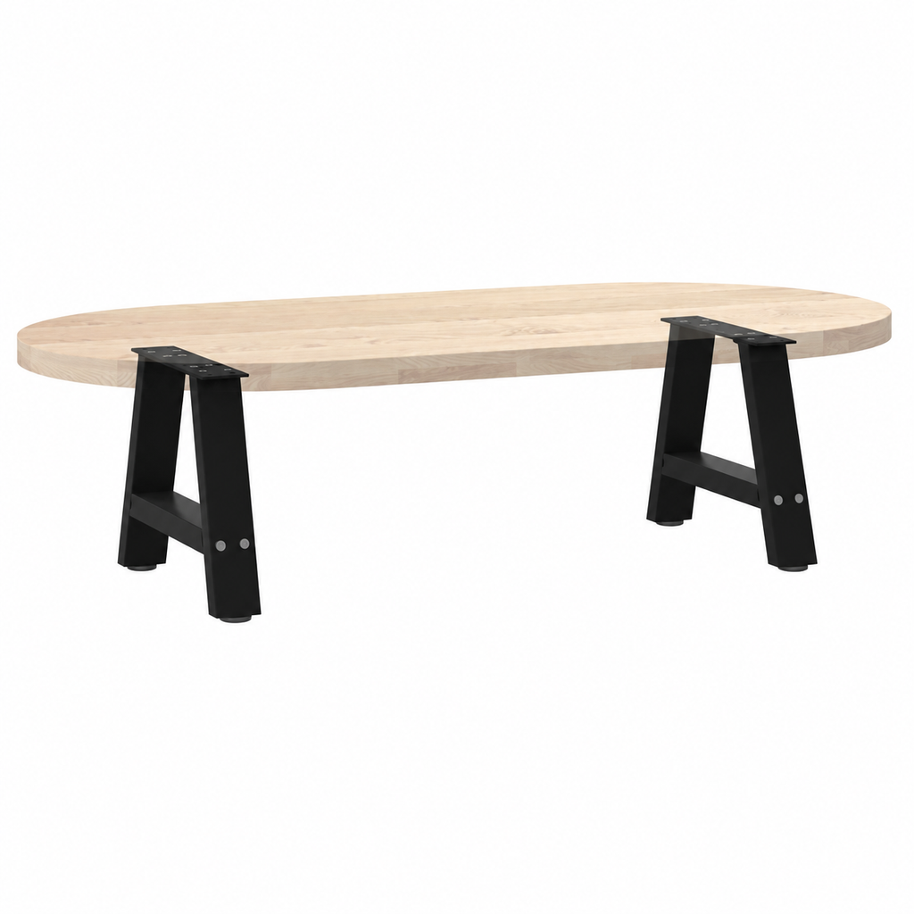 Pieds de table basse en A en acier noir, lot de 2, 30 × 30 cm, avec un plateau en bois