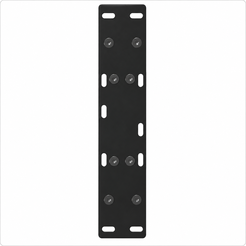Plaque de fixation pré-percée des pieds de table basse en A en acier noir, 30 × 30 cm, vue de dessus