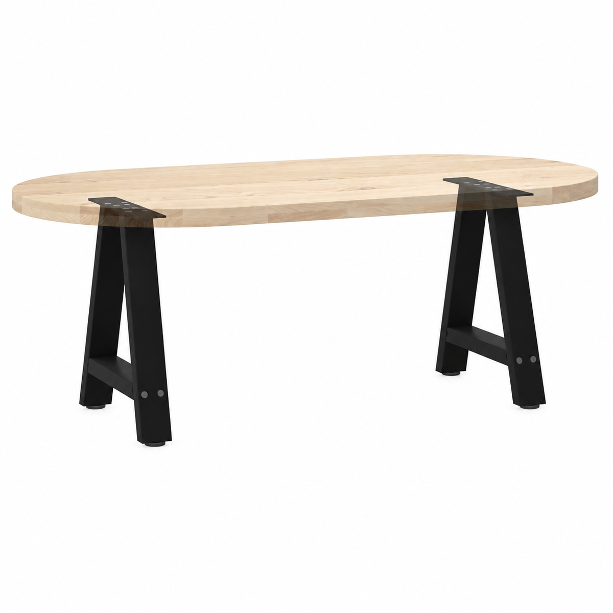 Pieds de table basse en A en acier noir, lot de 2, 38 × 42 cm, avec un plateau en bois