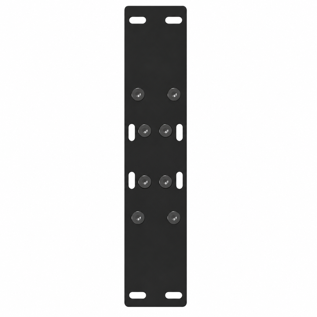 Plaque de fixation pré-percée des pieds de table basse en A en acier noir, 38 × 42 cm, vue de dessus
