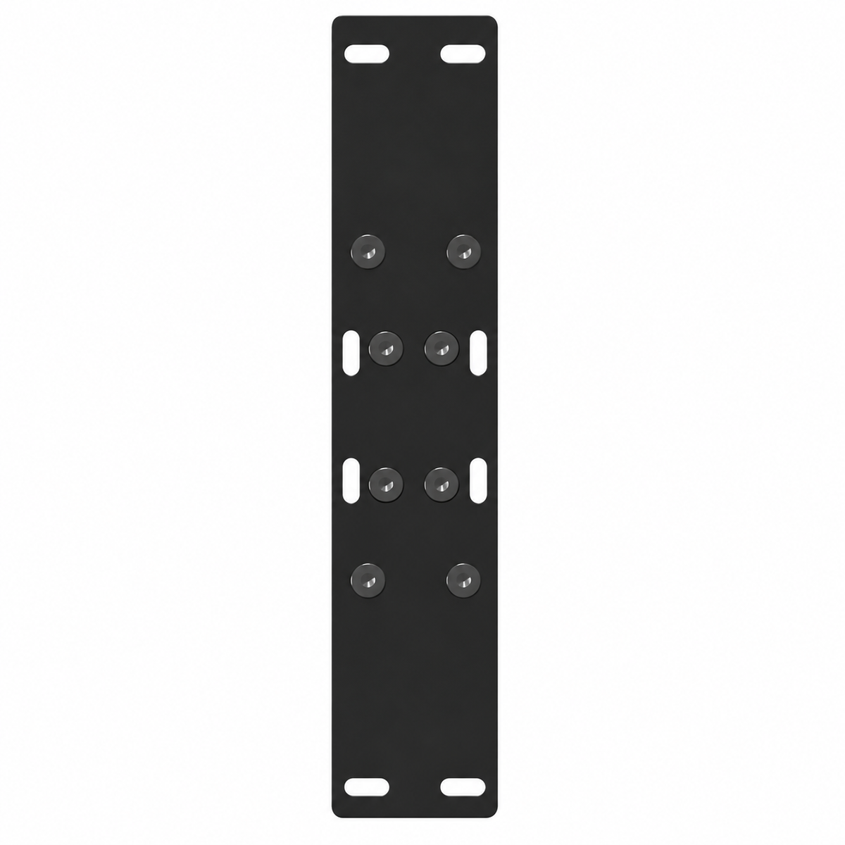 Plaque de fixation pré-percée des pieds de table basse en A en acier noir, 38 × 42 cm, vue de dessus