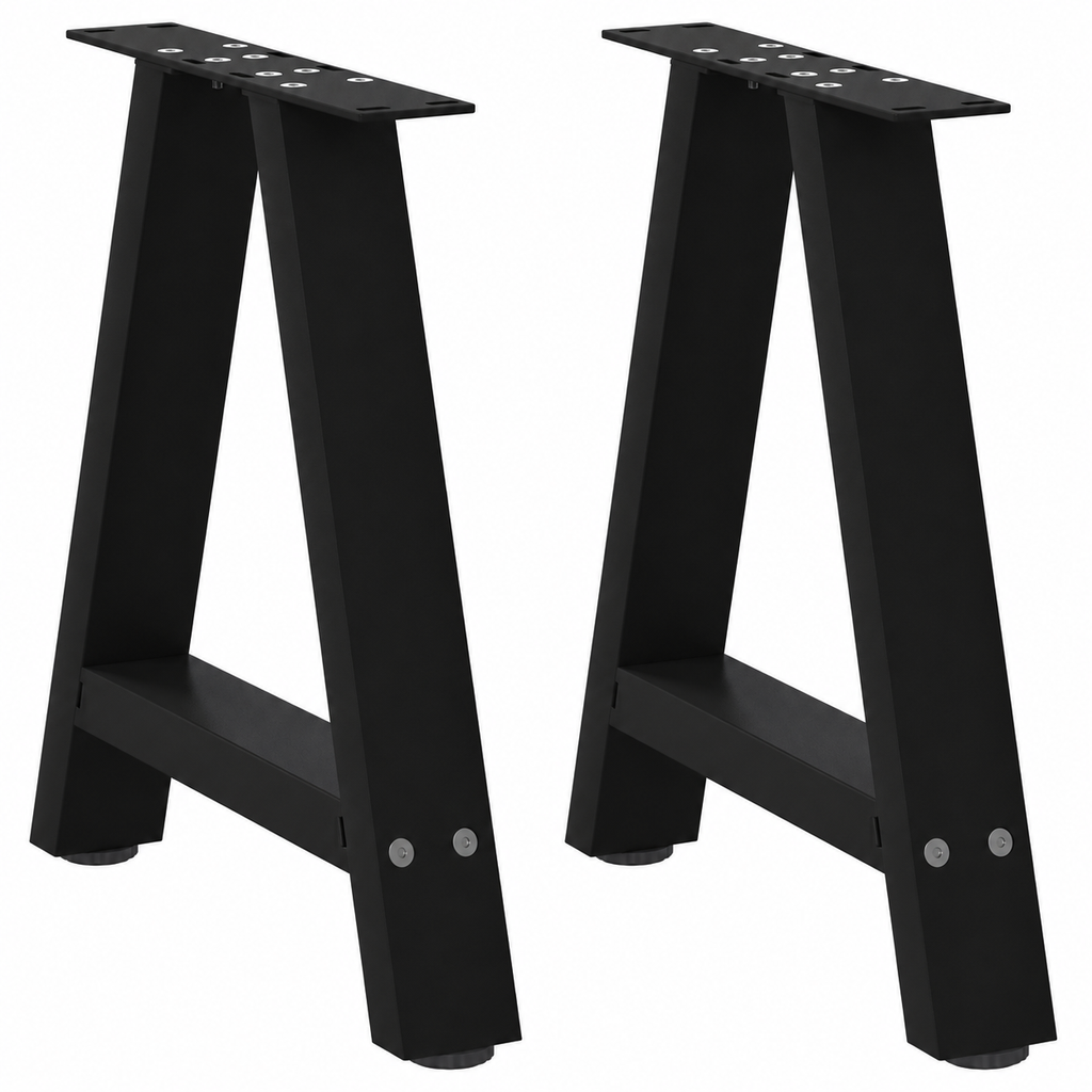 Pieds de table basse en A en acier noir, lot de 2, 38 × 42 cm, vue de face