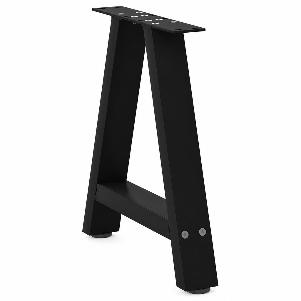 Pieds de table basse en A en acier noir, lot de 2, 38 × 42 cm, vue de trois quarts