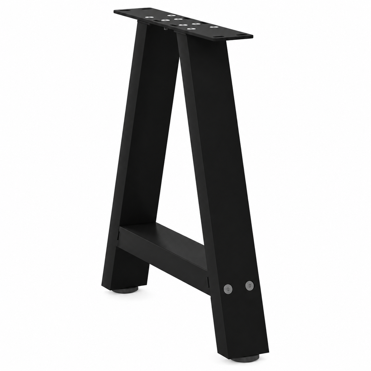 Pieds de table basse en A en acier noir, lot de 2, 38 × 42 cm, vue de trois quarts