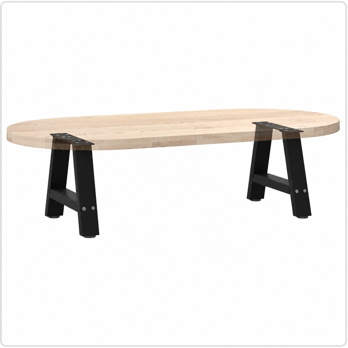 Pieds de table basse en A en acier noir, lot de 2, 40 × 30 cm, avec un plateau en bois