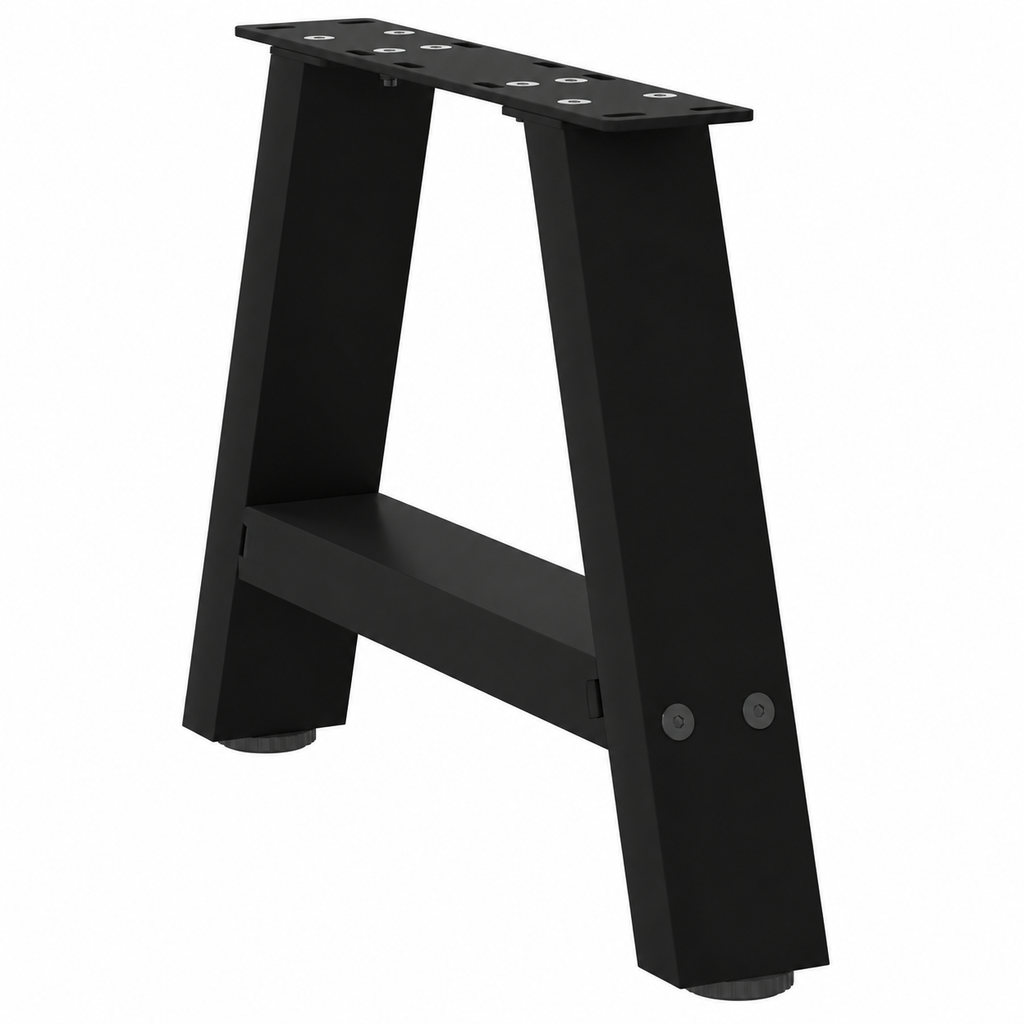 Pieds de table basse en A en acier noir, lot de 2, 40 × 30 cm, vue de trois quarts