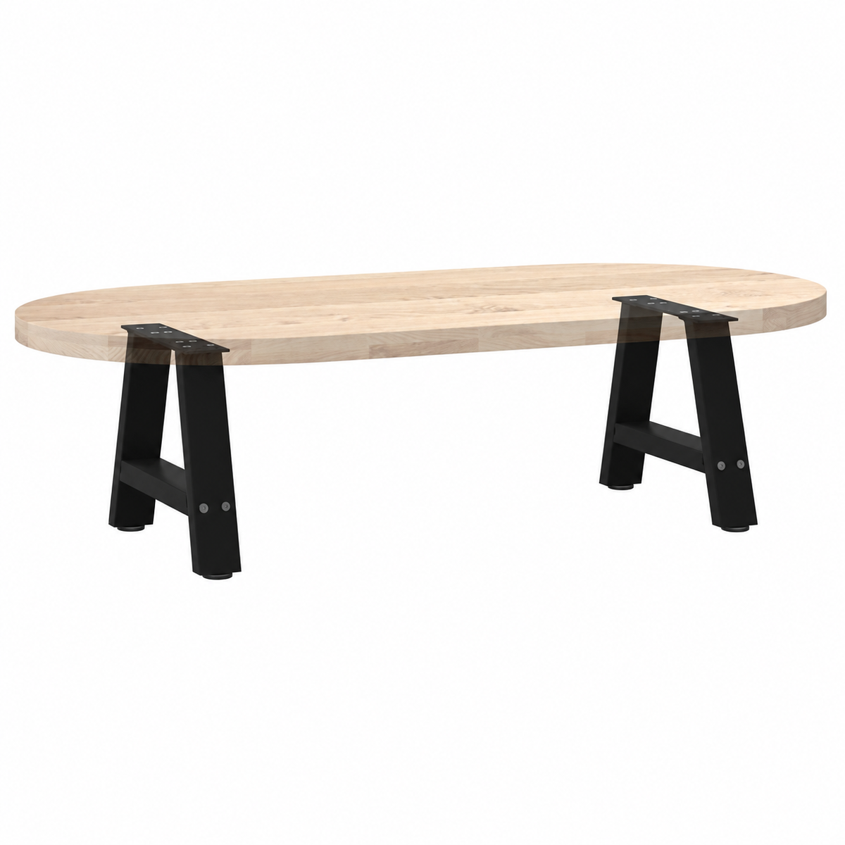 Pieds de table basse en A en acier noir, lot de 2, 50 × 30 cm, avec un plateau en bois