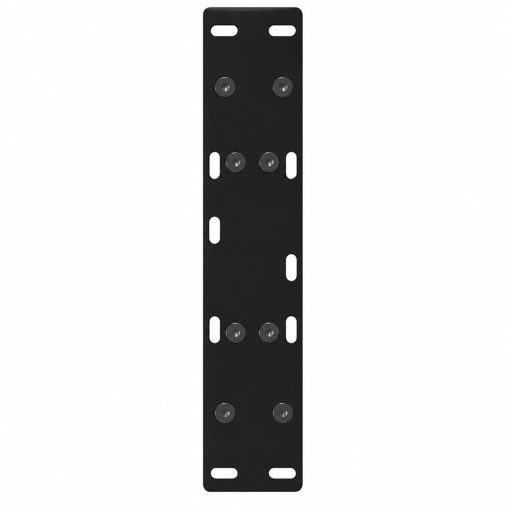 Plaque de fixation pré-percée des pieds de table basse en A en acier noir, 50 × 30 cm, vue de dessus