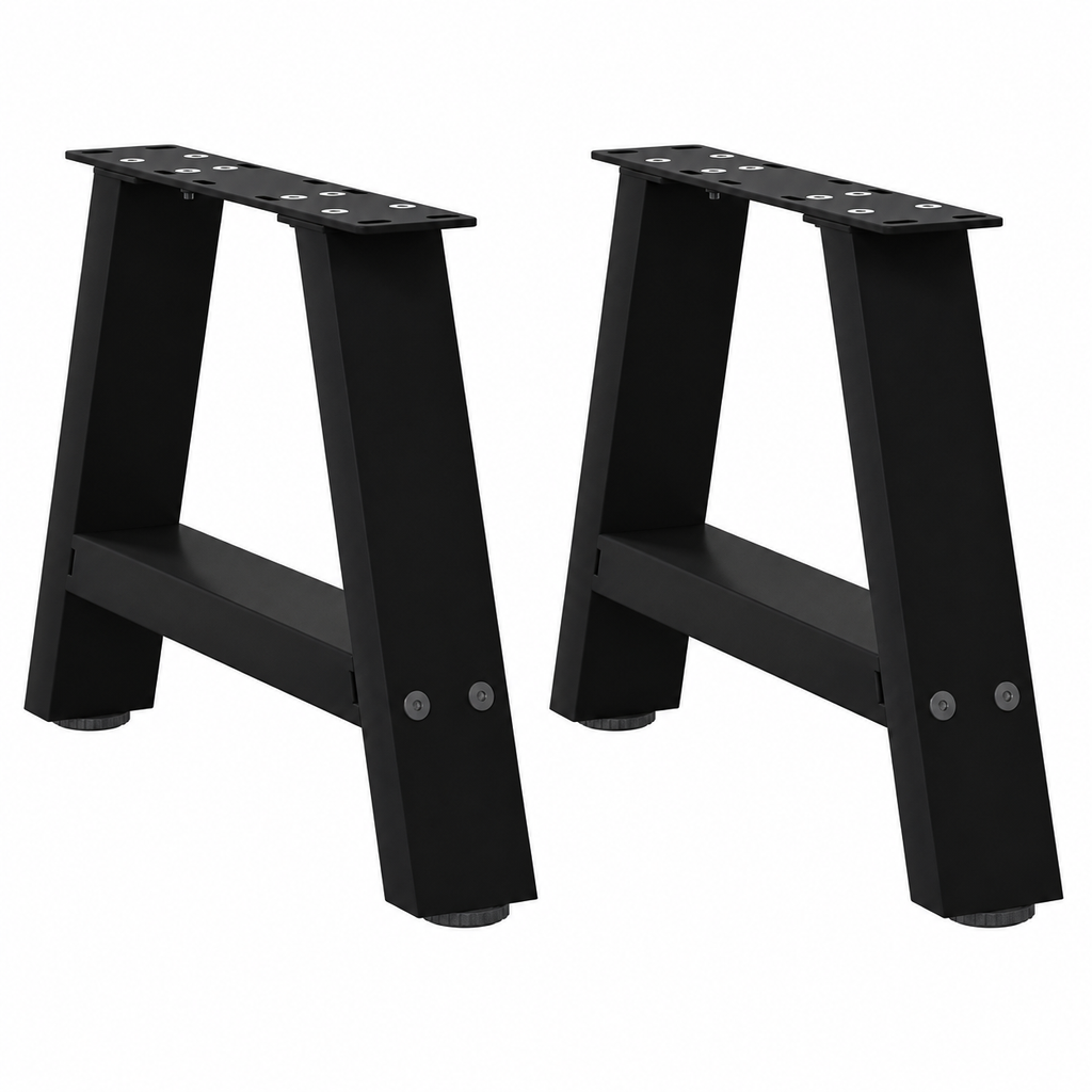 Pieds de table basse en A en acier noir, lot de 2, 50 × 30 cm, vue de face