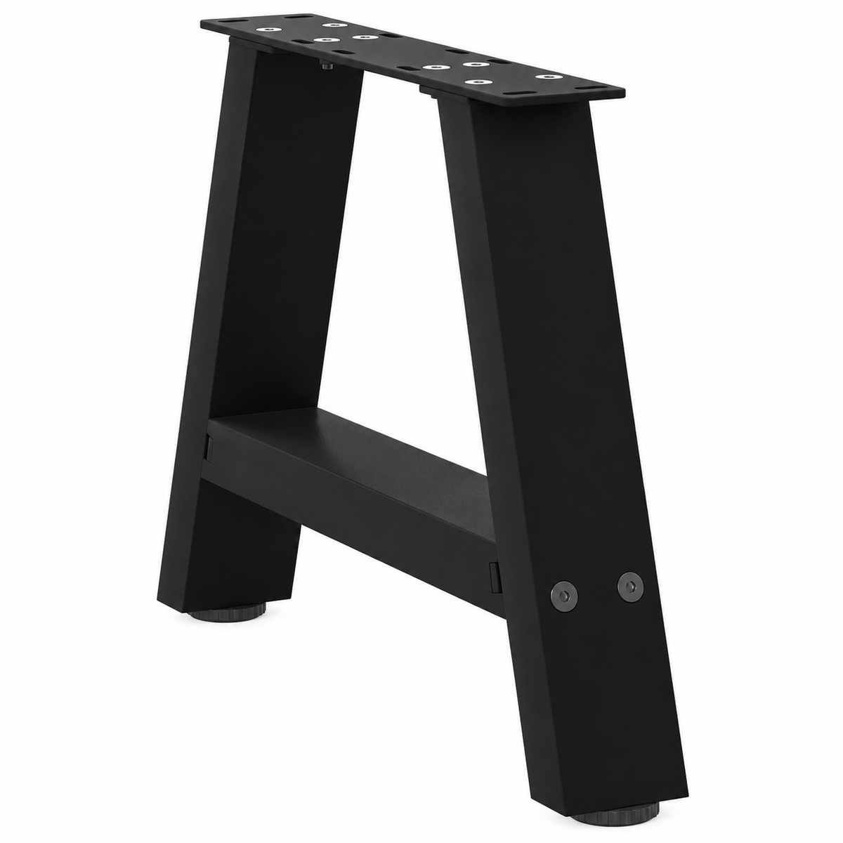 Pieds de table basse en A en acier noir, lot de 2, 50 × 30 cm, vue de trois quarts