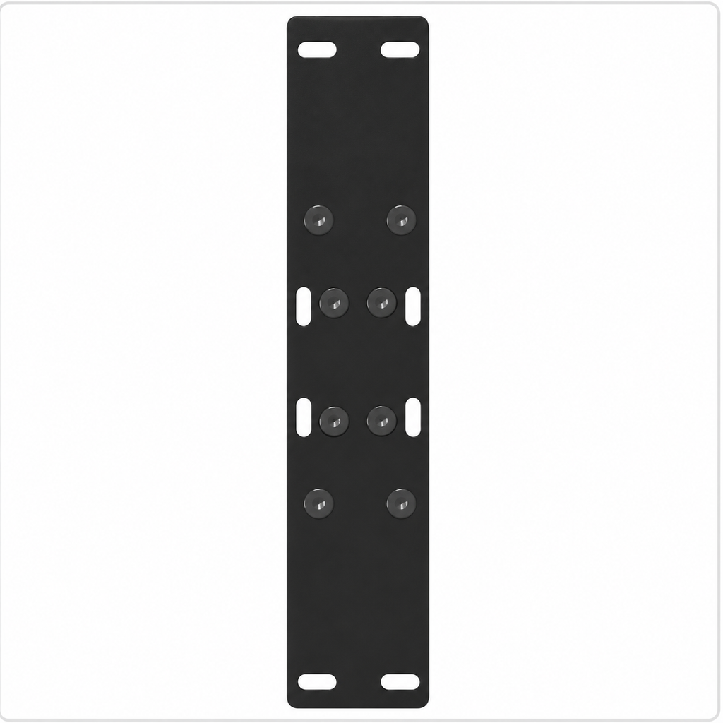 Plaque de fixation pré-percée des pieds de table basse en A en acier noir, 50 × 42 cm, vue de dessus