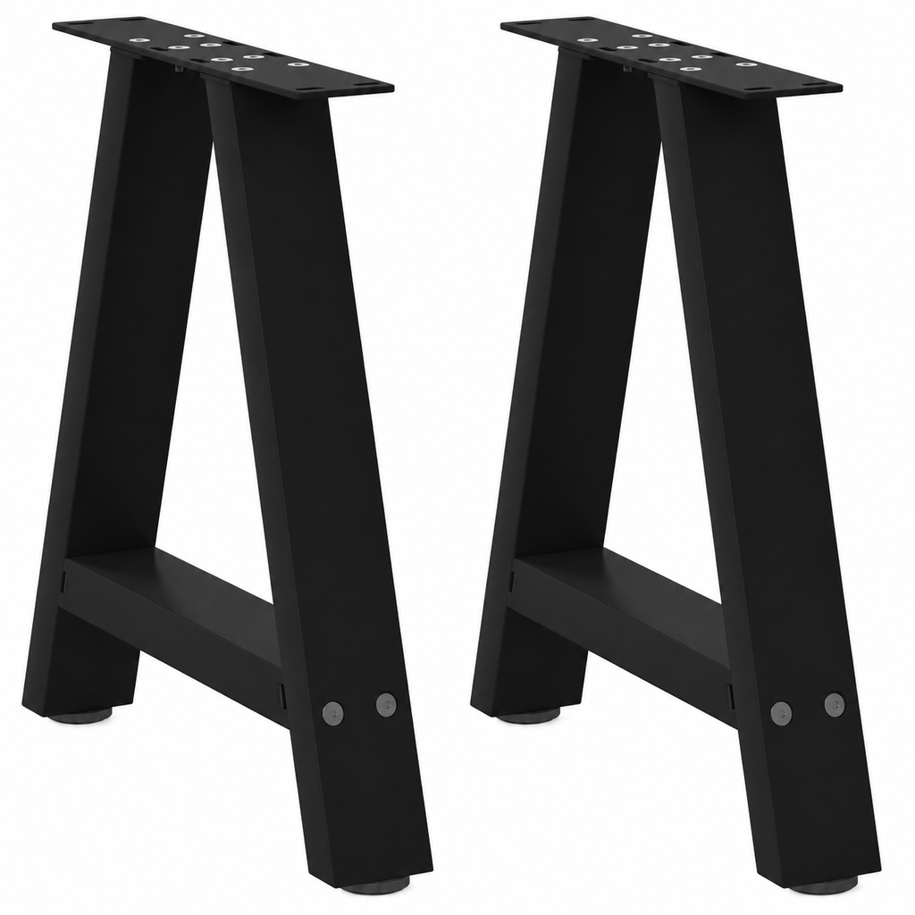 Pieds de table basse en A en acier noir, lot de 2, 50 × 42 cm, vue de face