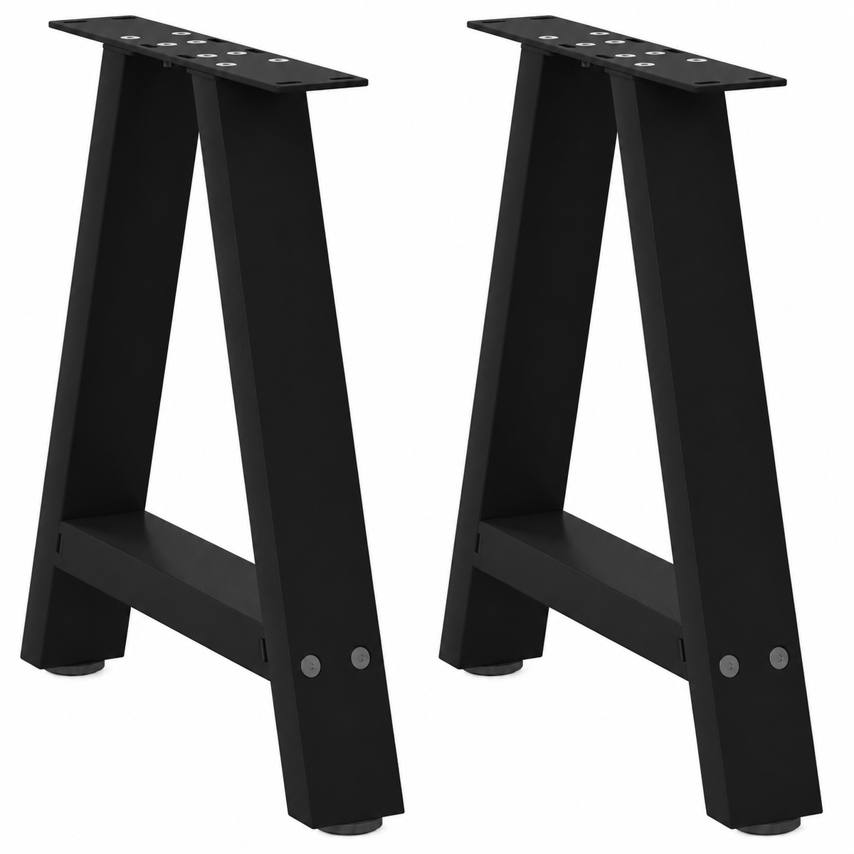 Pieds de table basse en A en acier noir, lot de 2, 50 × 42 cm, vue de face