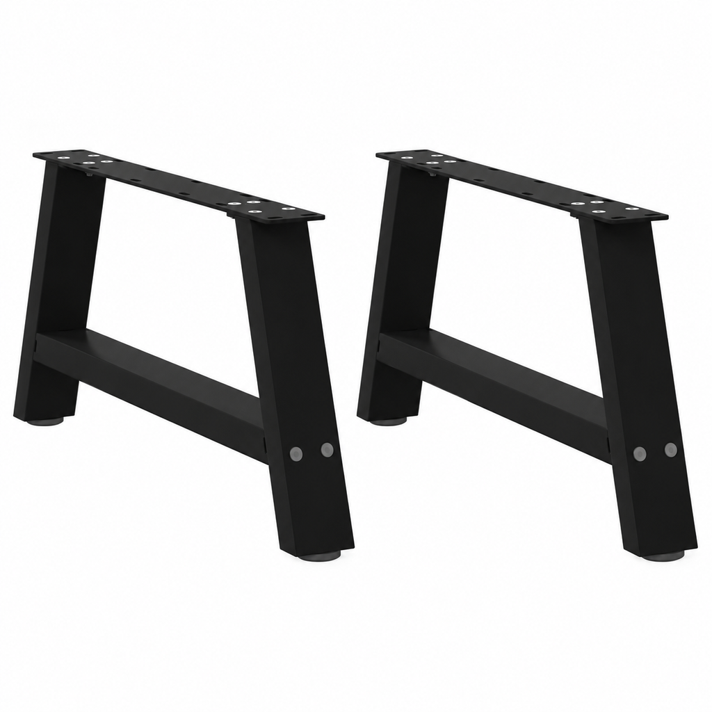 Pieds de table basse en A en acier noir, lot de 2, 60 × 30 cm, vue de face
