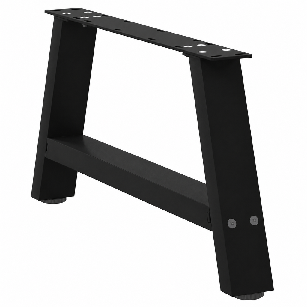 Pieds de table basse en A en acier noir, lot de 2, 60 × 30 cm, vue de trois quarts