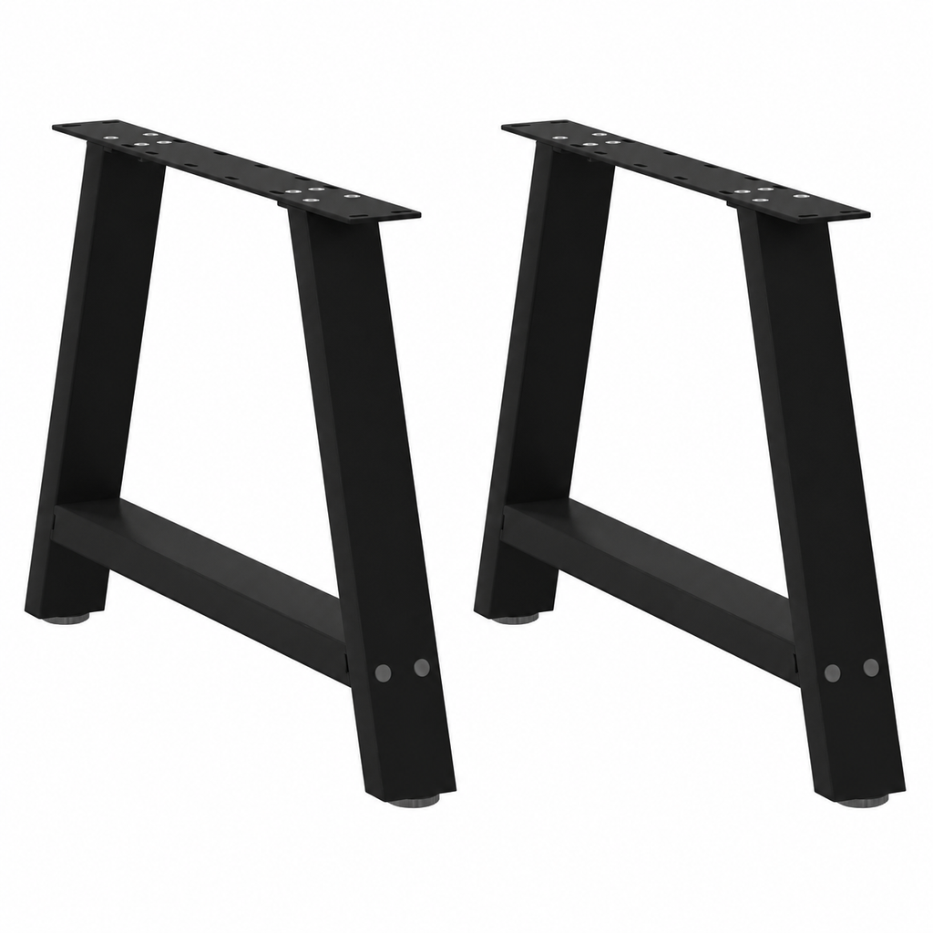 Pieds de table basse en A en acier noir, lot de 2, 60 × 42 cm, vue de face