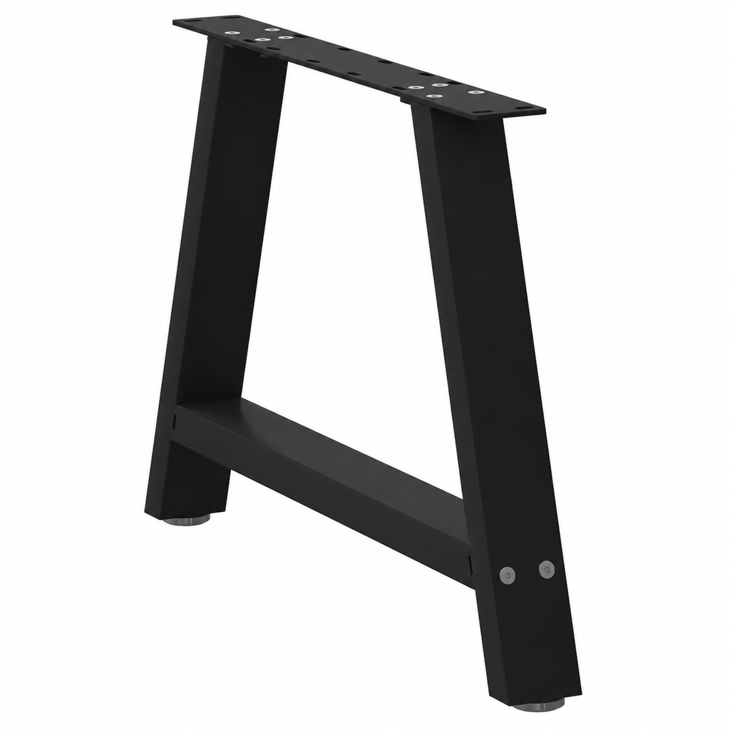 Pieds de table basse en A en acier noir, lot de 2, 60 × 42 cm, vue de trois quarts