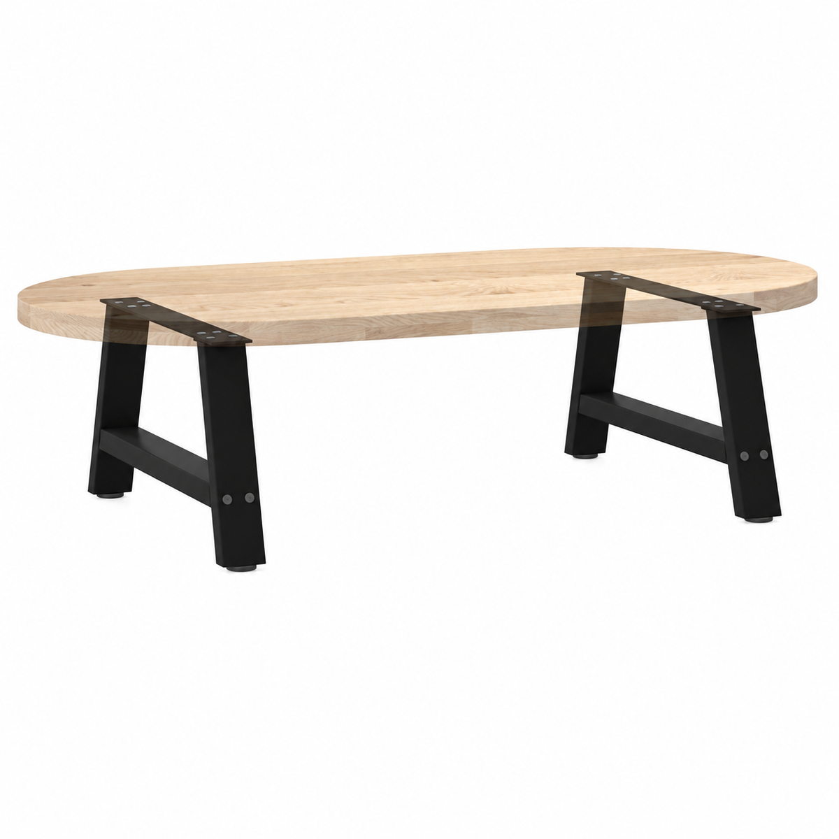 Pieds de table basse en A en acier noir, lot de 2, 70 × 30 cm, avec un plateau en bois