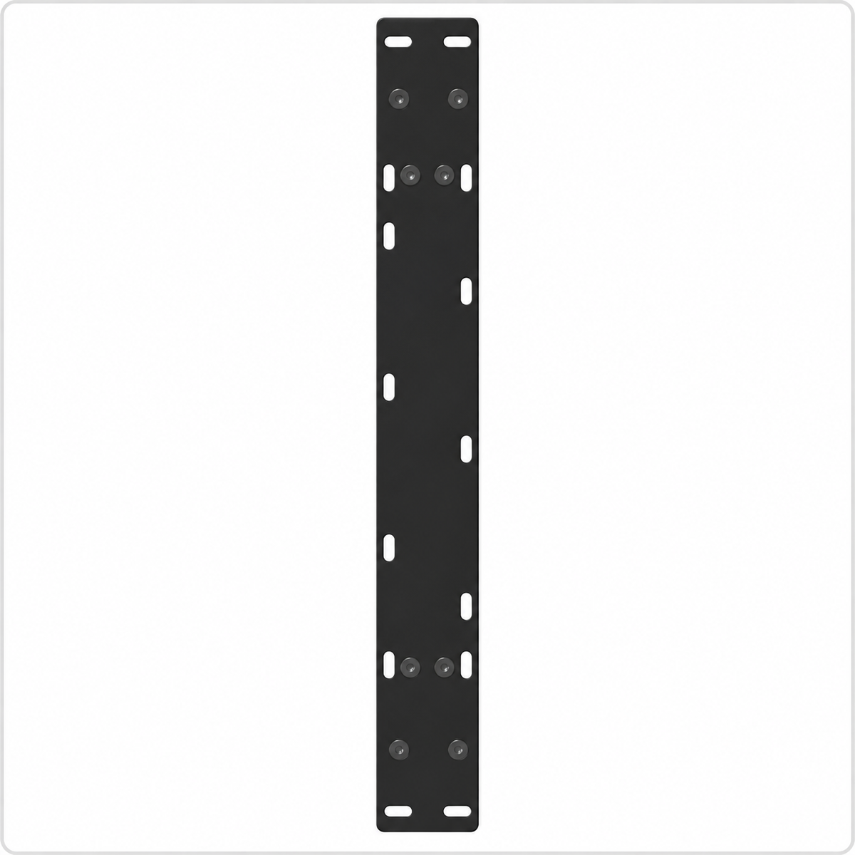 Plaque de fixation pré-percée des pieds de table basse en A en acier noir, 70 × 30 cm, vue de dessus