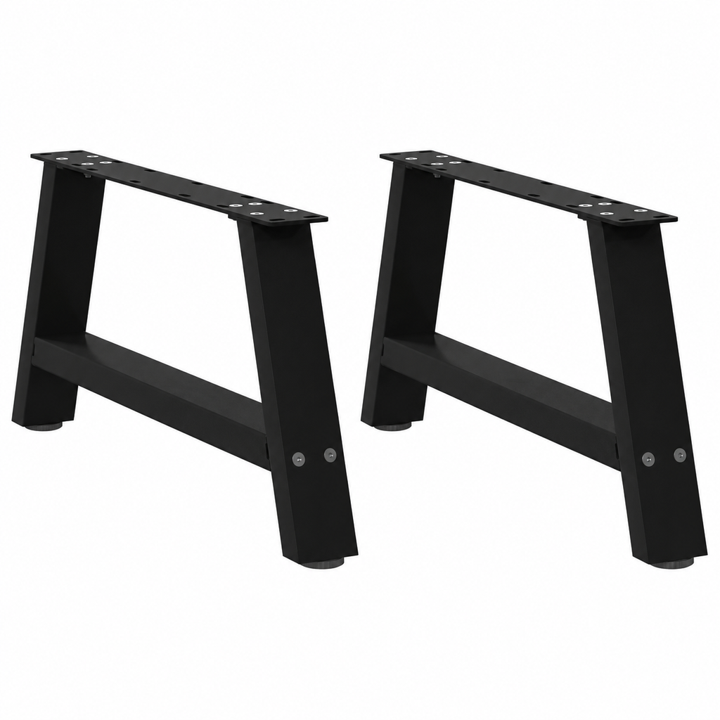Pieds de table basse en A en acier noir, lot de 2, 70 × 30 cm, vue de face