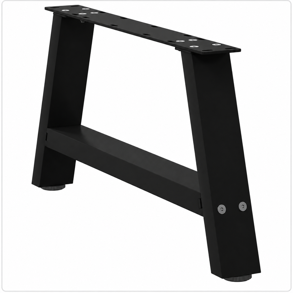 Pieds de table basse en A en acier noir, lot de 2, 70 × 30 cm, vue de trois quarts
