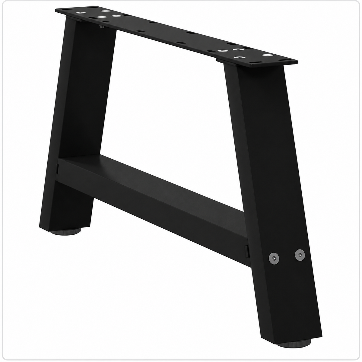 Pieds de table basse en A en acier noir, lot de 2, 70 × 30 cm, vue de trois quarts