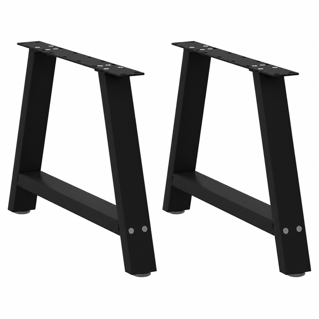 Pieds de table basse en A en acier noir, lot de 2, 70 × 42 cm, vue de face