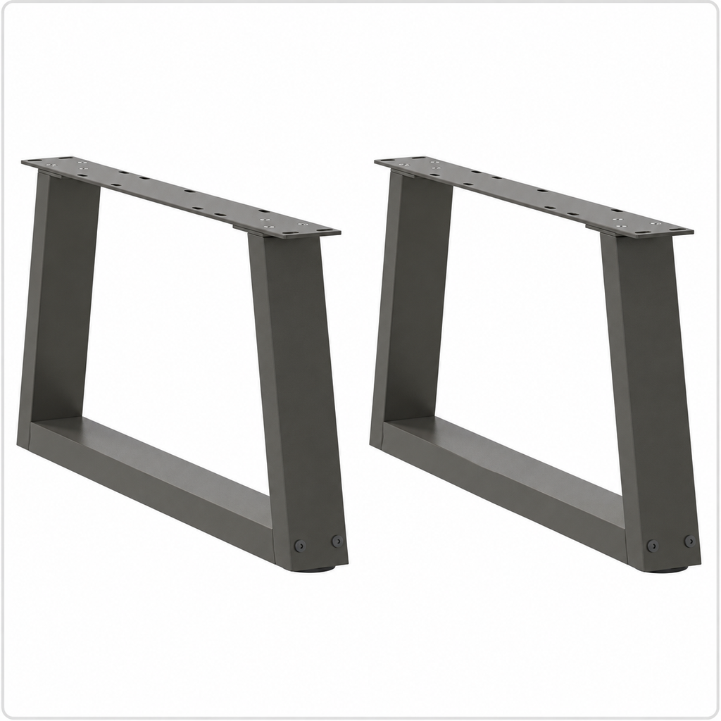 Pieds de table basse en V en acier anthracite, lot de 2, 50 × 30 cm, vue de face
