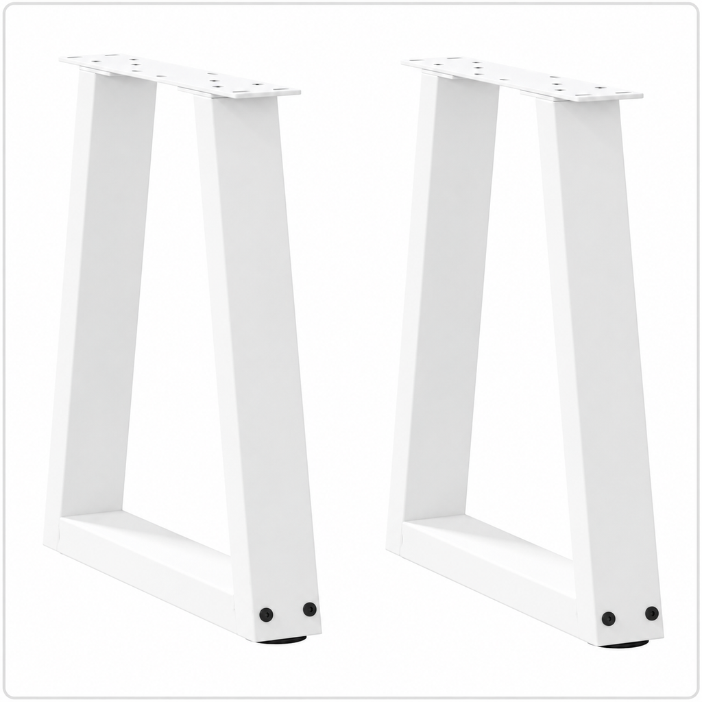 Pieds de table basse en V en acier blanc, lot de 2, 28 × 42 cm, vue de face